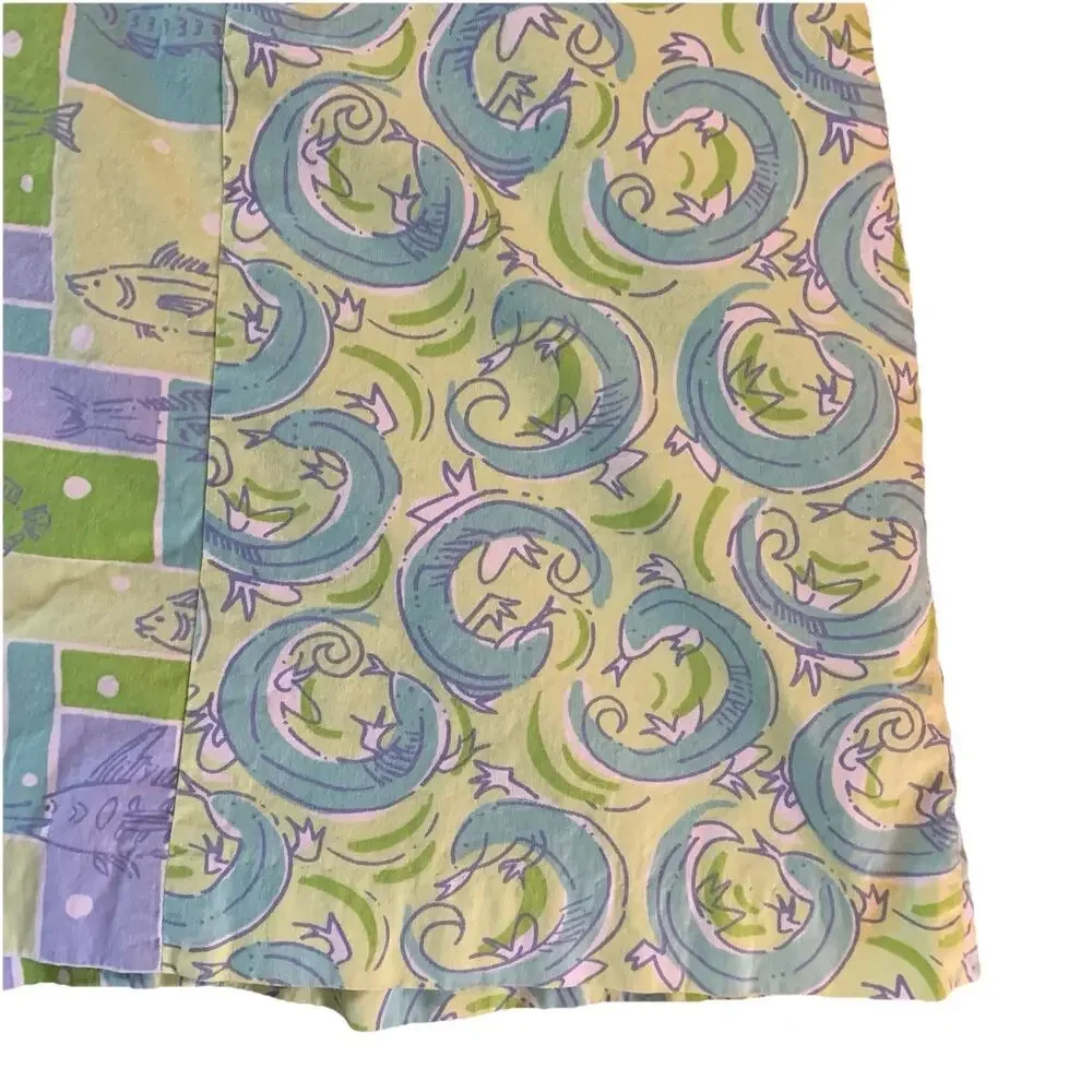 Vintage Lilly Pulitzer Ocean Coastal Patchwork A-Line Shift Dress Size 6X Resort